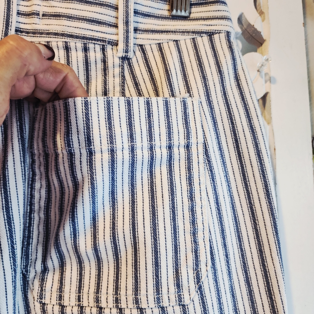 MADEWELL Emmett Wide-Leg Crop Pants in Stripe: Button-Front SZ 27 - Picture 6 of 15